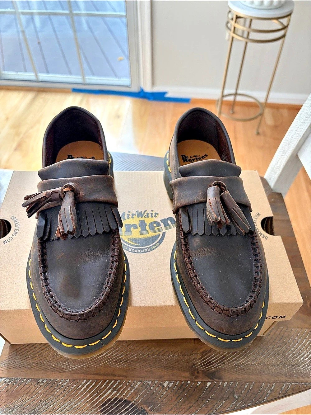 Dr. Martens Adrian Crazy Horse Leather Tassel Loafers Brown US 7